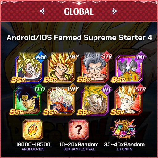 Dragon Ball Z Dokkan Battle Account Farmed Supreme Starter 4 Global Android/Ios