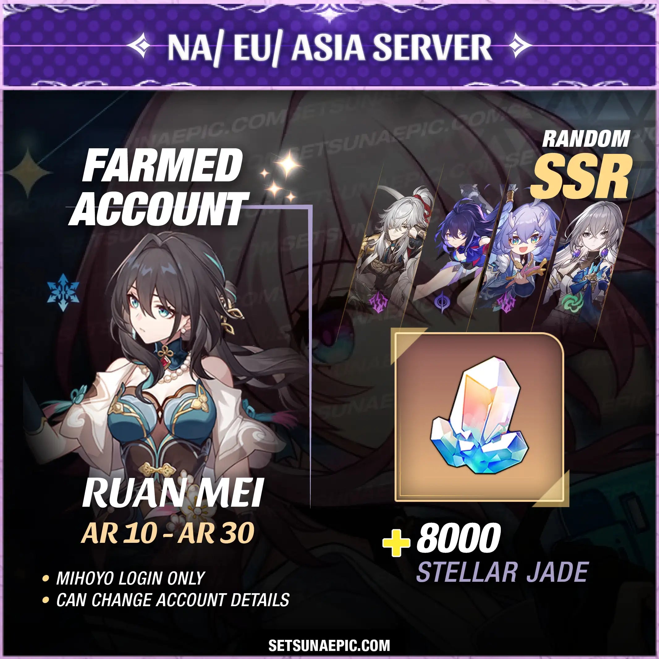 Ruan Mei Honkai: Star Rail Farmed Starter Account (All Server)