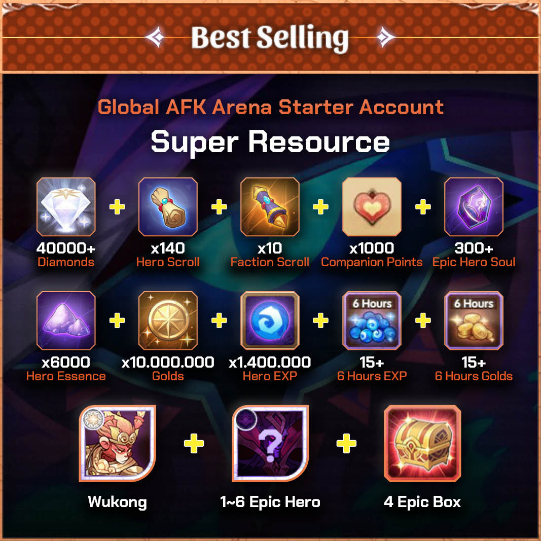 AFK Arena Account Super Resource Starter Global Server