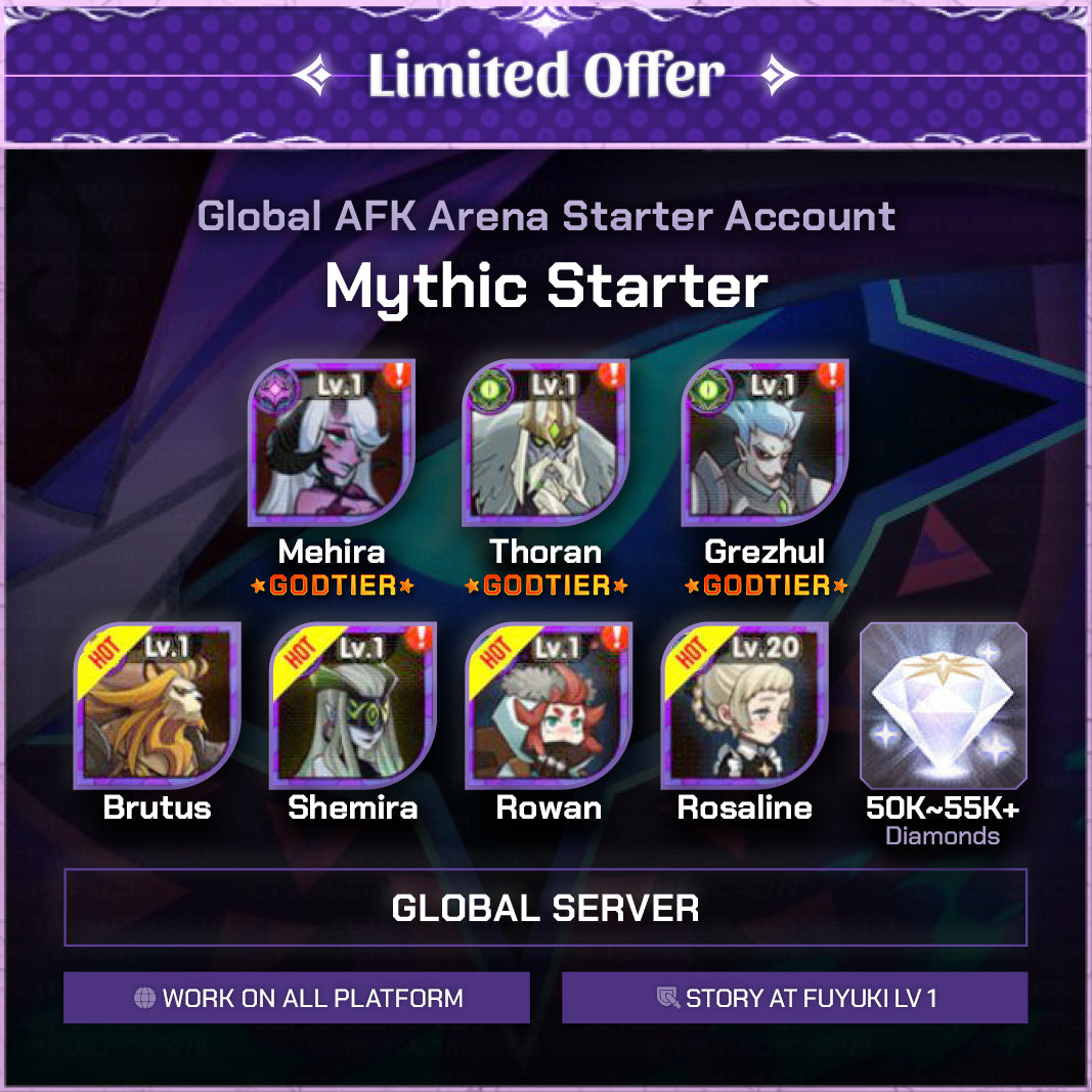 AFK Arena Account Mythic Starter Global Server