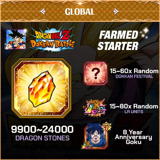 Dragon Ball Z Dokkan Battle Account Farmed Resource Starter