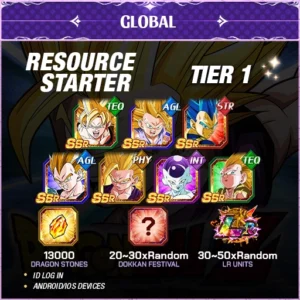 Dragon Ball Z Dokkan Battle Account Resource Starter Tier 1