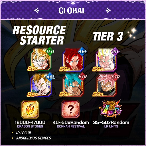Dragon Ball Z Dokkan Battle Account Resource Starter Tier 3