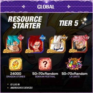 Dragon Ball Z Dokkan Battle Account Resource Starter Tier 5