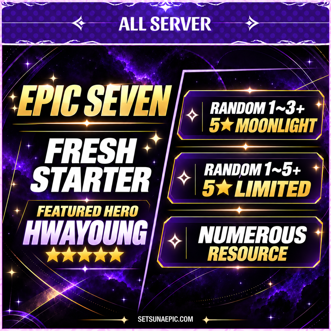 Epic Seven Account 5* Moon Light Hwayoung Starter Account All Server