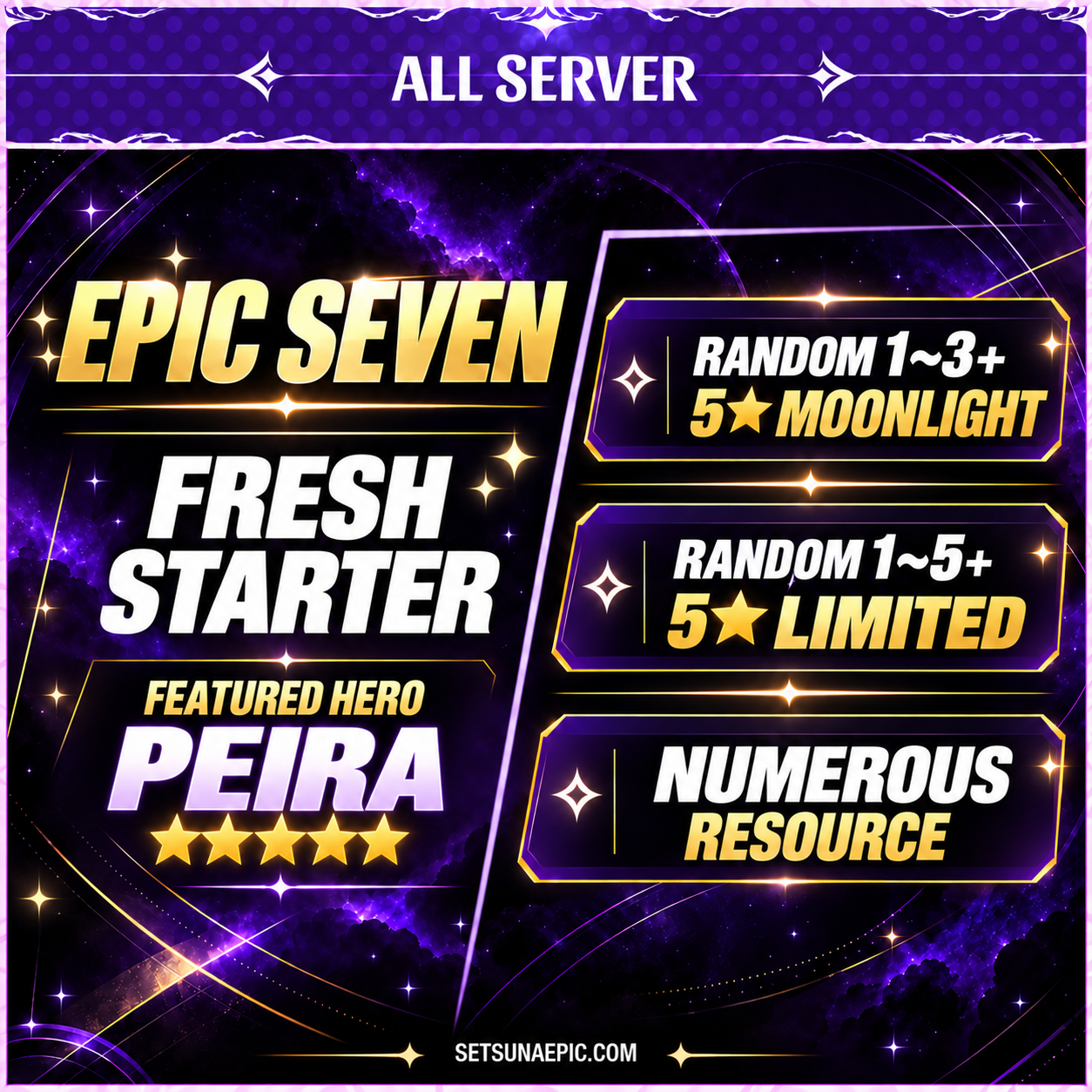 Epic Seven Account 5* Moon Light Peira Starter Account All Server