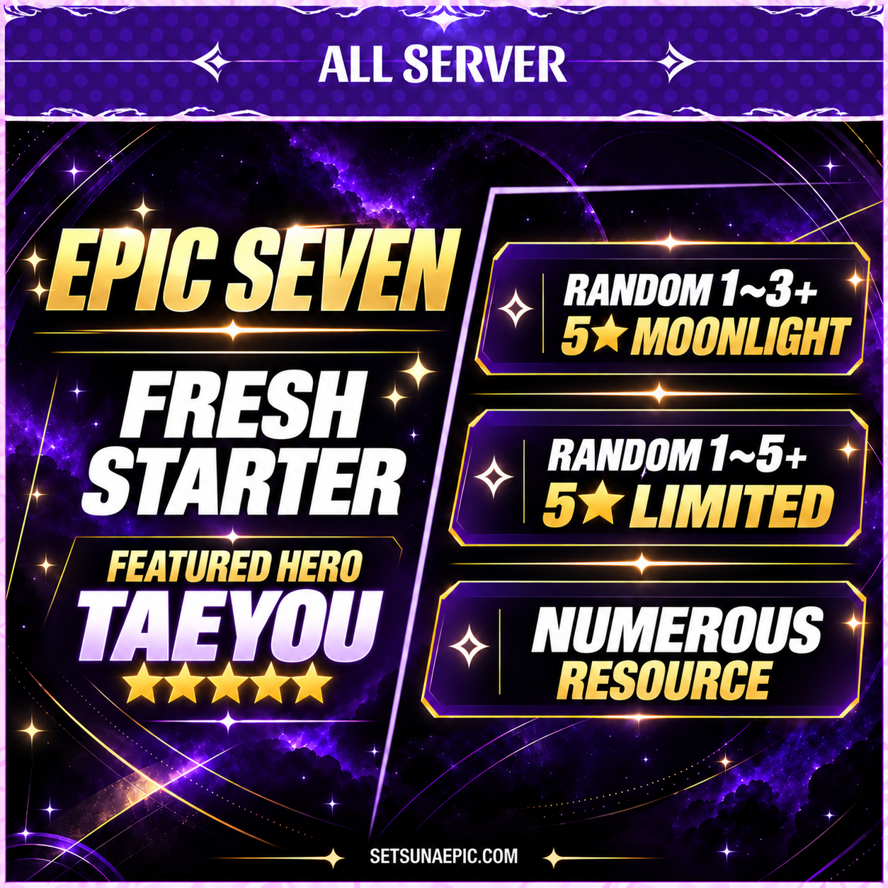 Epic Seven Account 5* Moon Light Taeyou Starter Account All Server