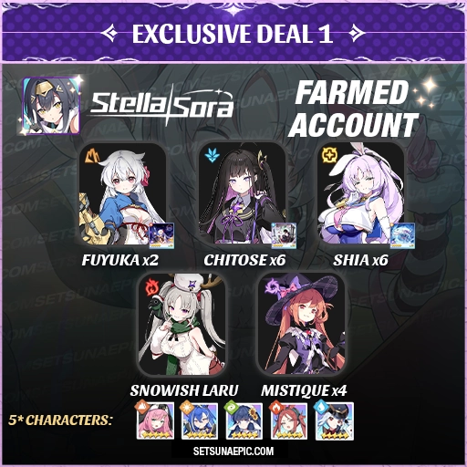 Exclusive Deal 1 Chitose x 6 Shia x 6 Stella Sora Account Starter All Server