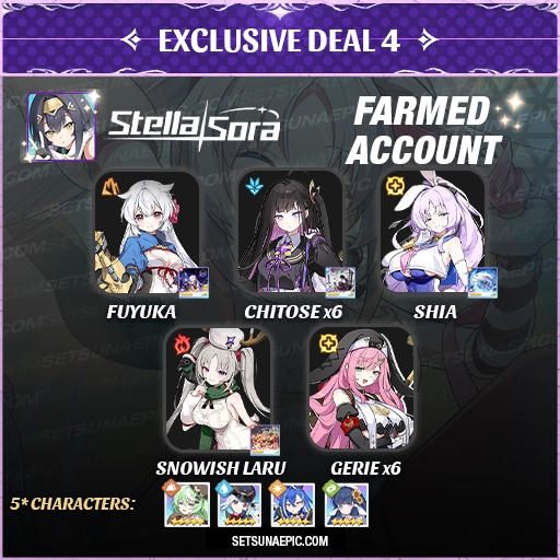 Exclusive Deal 4 Chitose x 6 Stella Sora Account Starter Global Server