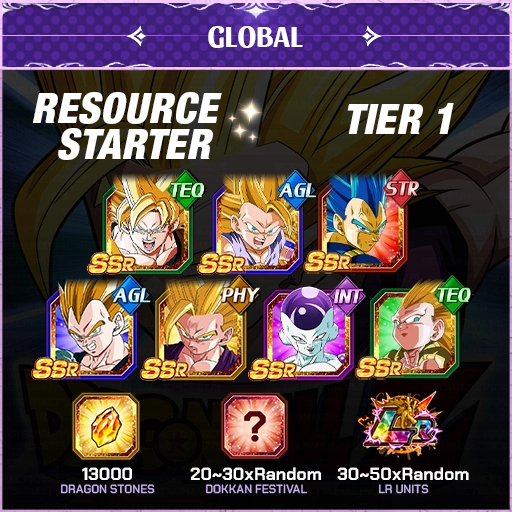 Dragon Ball Z Dokkan Battle Account Resource Starter Tier 1