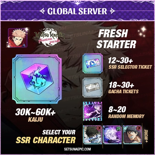 Jujutsu Kaisen Phantom Parade Account Resource Starter Global Server