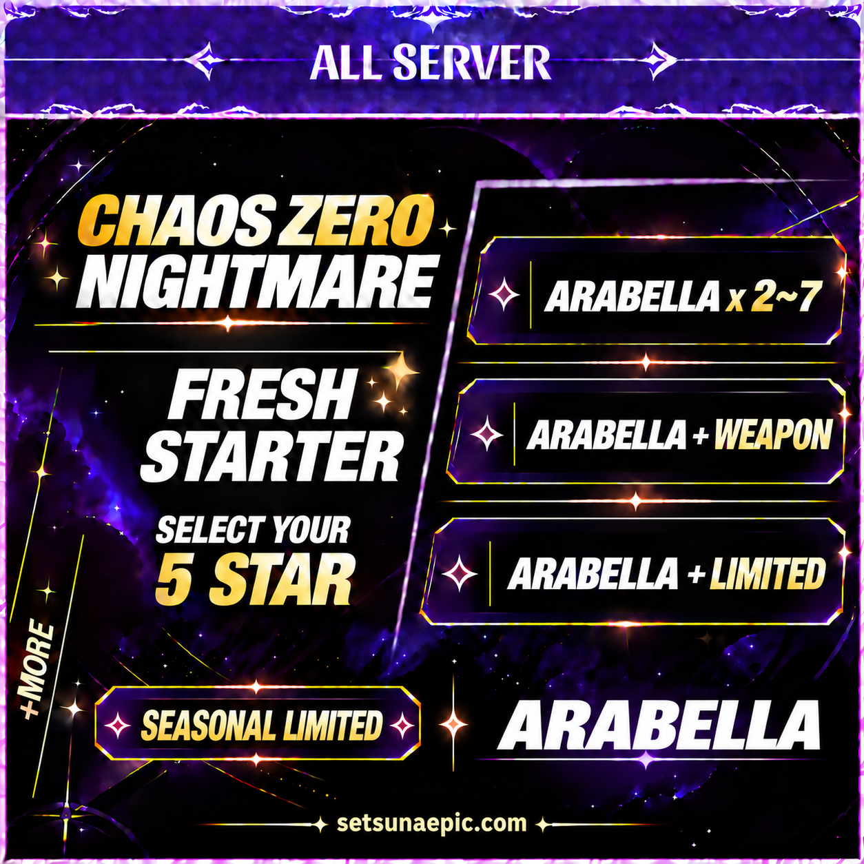 Arabella Chaos Nightmare Zero Account Starter All Server