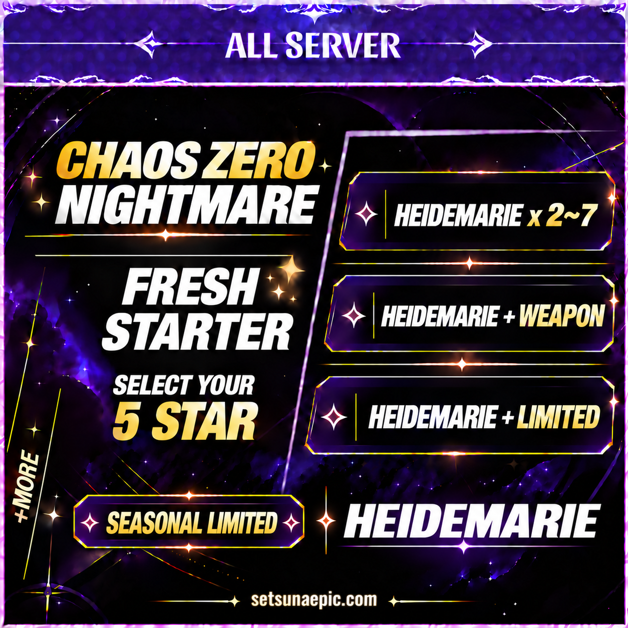 Heidemarie Chaos Nightmare Zero Account Starter All Server