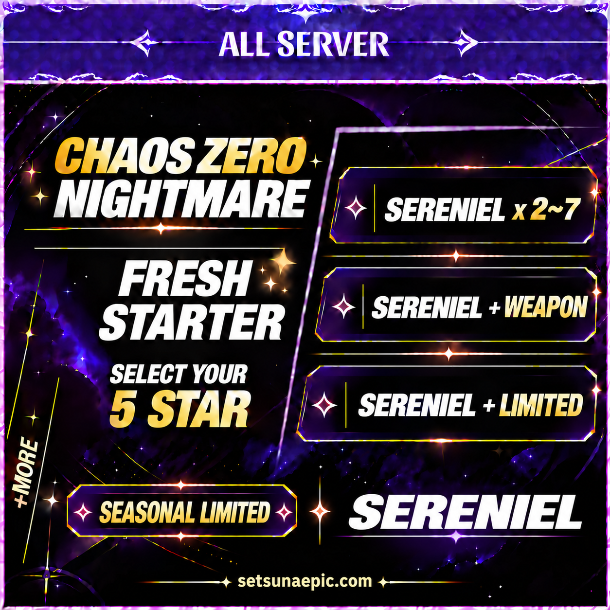 Sereniel Chaos Nightmare Zero Account Starter All Server