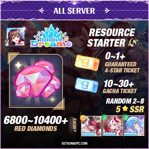 hololive Dreams Resource Starter Account All Server